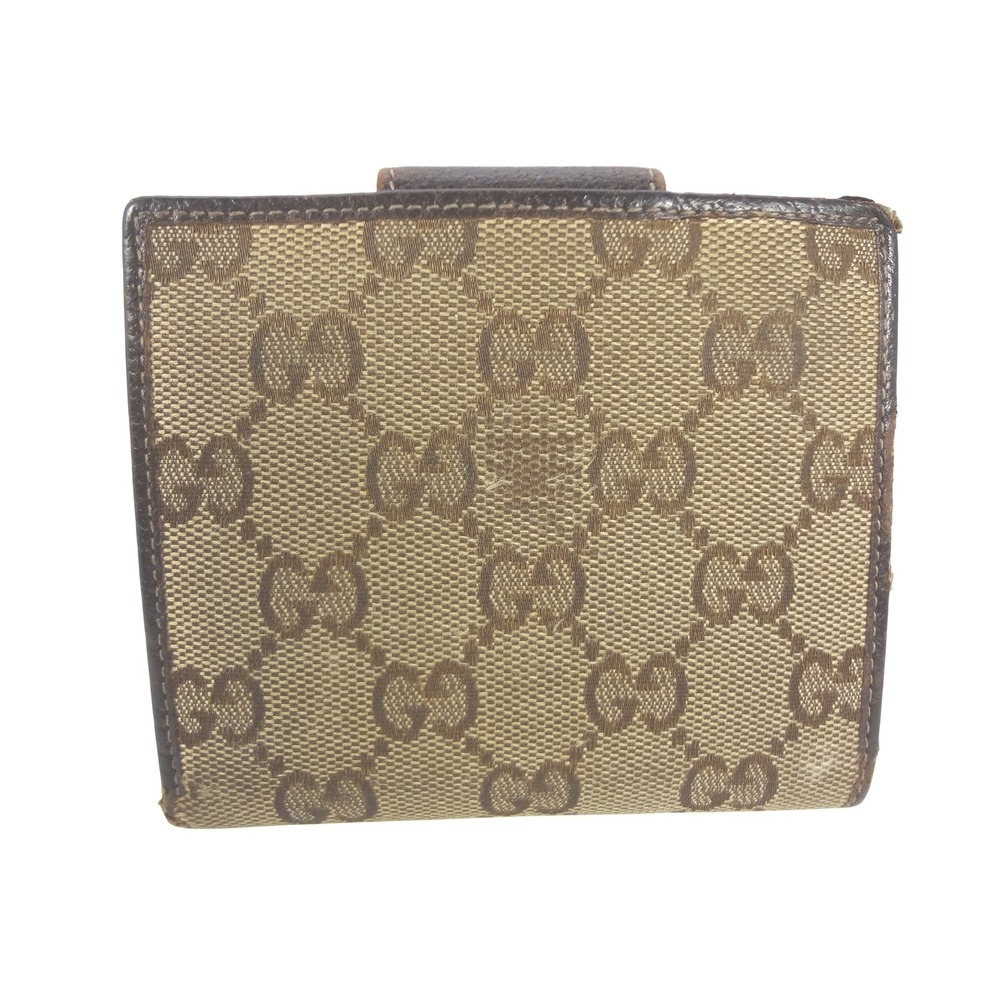 Gucci Abbey D-Ring Compact Monogram Canvas Leather Bifold Wallet‎ Brown Gold - Picture 3 of 7